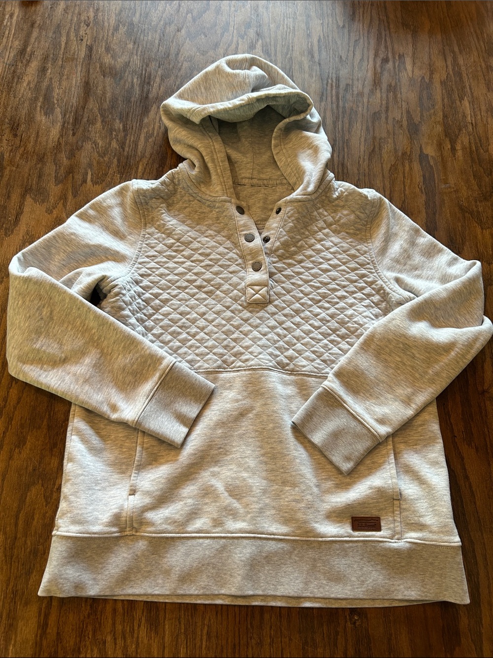 L.L. Bean Quilted Hoodie Pullover in Heather Gray